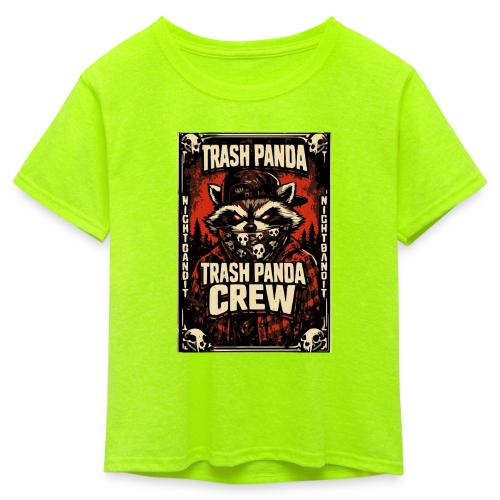 Midnight Forager Raccoon Mushroom Hunter - Kid's 50/50 Neon T-Shirt