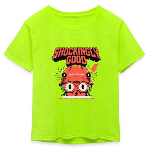 Funny Shockingly Good Electrician - Kid's 50/50 Neon T-Shirt