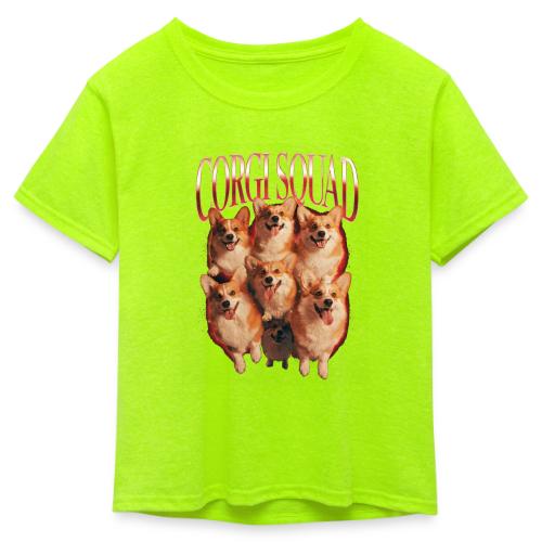 Corgi Squad Funny Dog Lover Vintage Shirt - Kid's 50/50 Neon T-Shirt