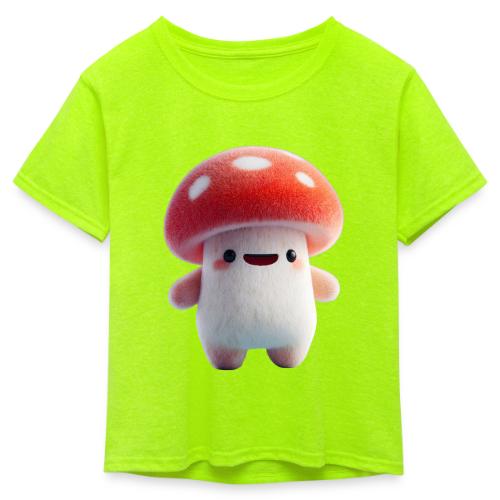Mushroom: Red Forest Friend - Kid's 50/50 Neon T-Shirt