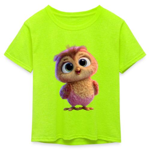 Adorable Baby Owl with Big Eyes - Kid's 50/50 Neon T-Shirt