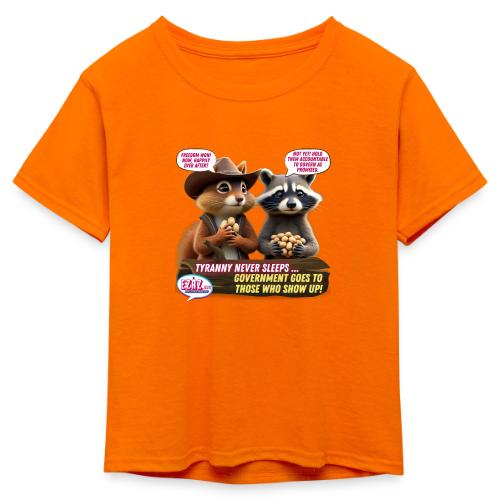 Freedom Squirrel and Raccoon - Kid's 50/50 Neon T-Shirt
