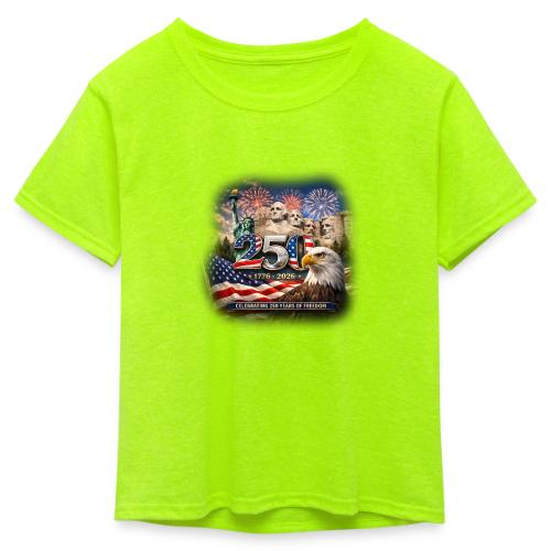 1776-2026 | Celebrating 250 Years of Freedom - Kid's 50/50 Neon T-Shirt