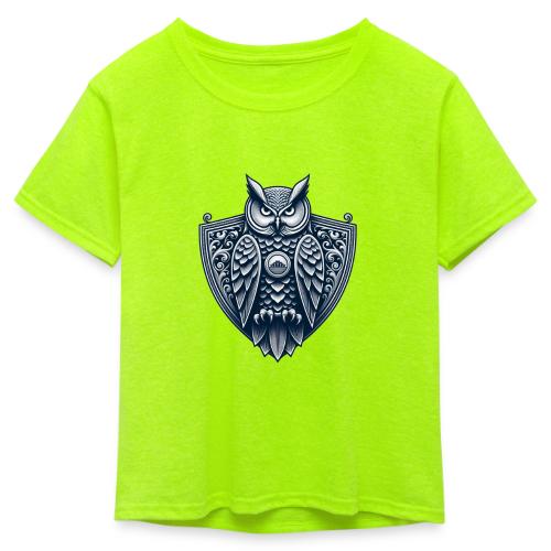 Night Watch Owl T Shirt, Sarcastic Dad Gift - Kid's 50/50 Neon T-Shirt