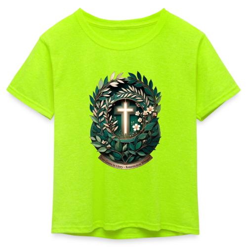 Easter Ever Green in Glory Laurel T Shirt, Gift - Kid's 50/50 Neon T-Shirt