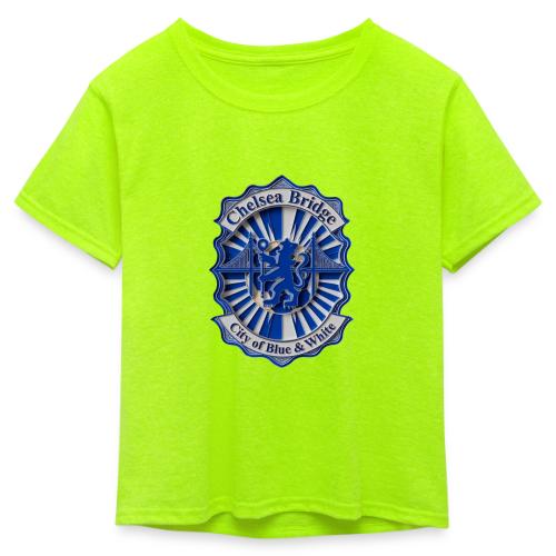 Chelsea Blue Bridge T Shirt, Soccer Fan Gift - Kid's 50/50 Neon T-Shirt