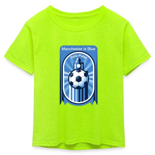 Manchester is Blue Soccer City T Shirt, Apparel - Kid's 50/50 Neon T-Shirt