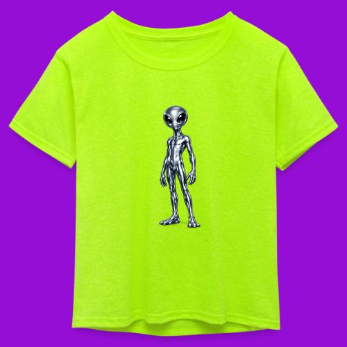Silver Alien - Kid's 50/50 Neon T-Shirt