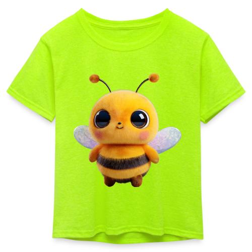 Sweet Cartoon Baby Bee with Innocent Eyes - Kid's 50/50 Neon T-Shirt
