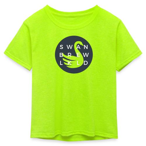Modern Swan Brewing Logo - Kid's 50/50 Neon T-Shirt
