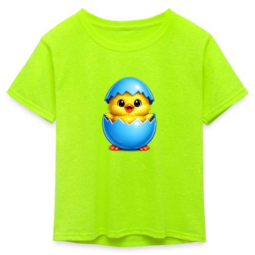 Easter Chick Blue - Kid's 50/50 Neon T-Shirt