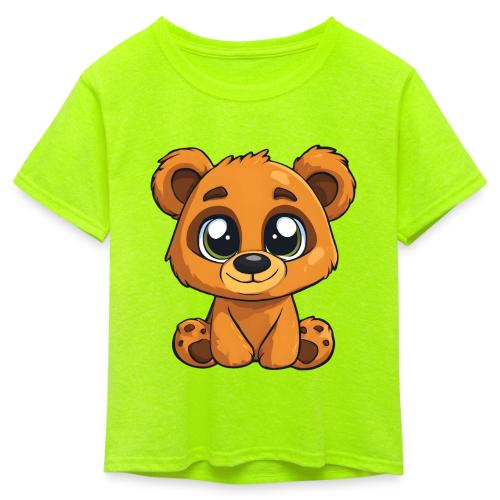 Smiling Sitting Baby Bear - Kid's 50/50 Neon T-Shirt