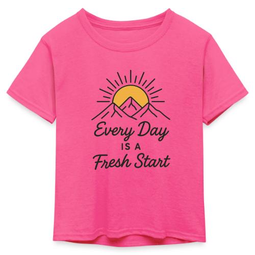 Inspirational Mountain Sunrise Motif - Kid's 50/50 Neon T-Shirt