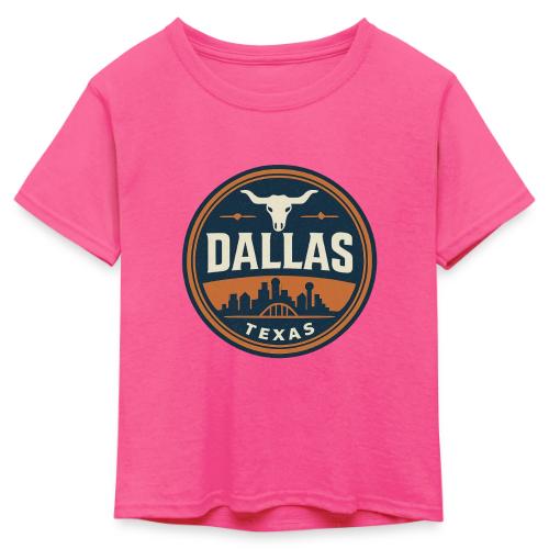 Vintage Dallas Texas Western Skyline Retro Cowboy - Kid's 50/50 Neon T-Shirt