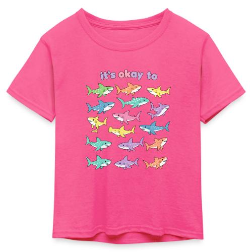 It’s Okay To – Cute Pastel Shark - Kid's 50/50 Neon T-Shirt