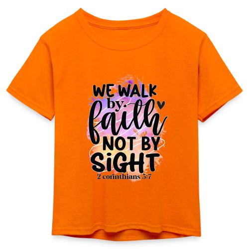 Harmony Collection - We Walk by Faith not by Sight - Kid's 50/50 Neon T-Shirt