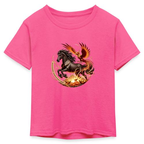 Year of the Horse Phoenix T Shirt, Lunar NY Gift - Kid's 50/50 Neon T-Shirt