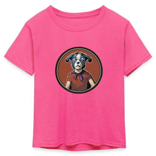 Dogboy Adventutes Red Circle Logo - Kid's 50/50 Neon T-Shirt