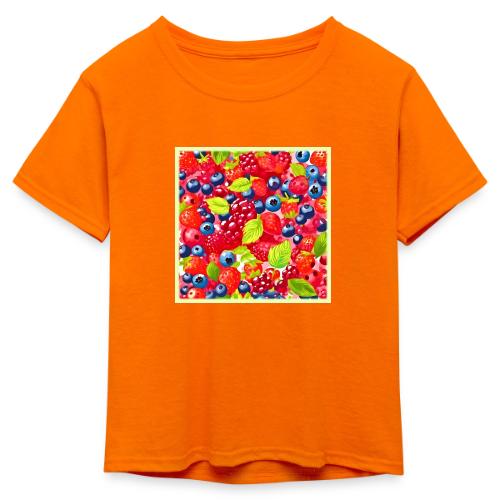 Colorful Berry Pattern - Kid's 50/50 Neon T-Shirt
