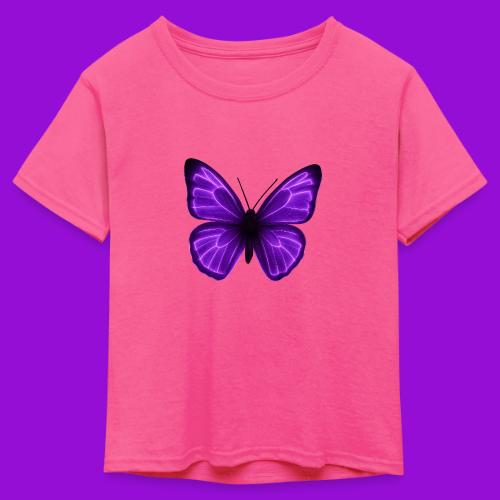 Neon Purple Butterfly - Kid's 50/50 Neon T-Shirt