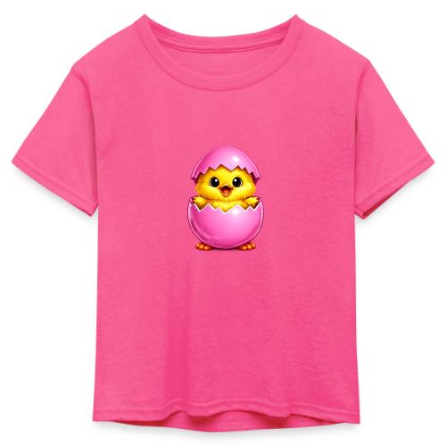 Easter Chick Pink - Kid's 50/50 Neon T-Shirt