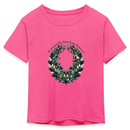 Crowned by Your Love Forever Laurel Wreath T-Shirt - Kid's 50/50 Neon T-Shirt