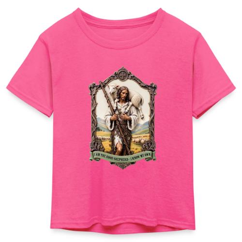 I Am The Good Shepherd T Shirt, Christian Gift - Kid's 50/50 Neon T-Shirt