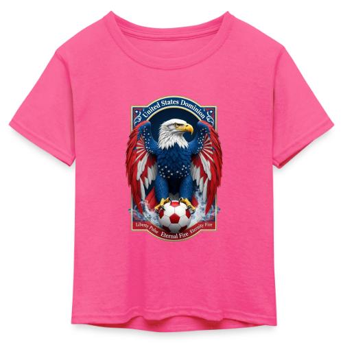 USA Eagle Emblem T Shirt, USA Soccer Pride Gift - Kid's 50/50 Neon T-Shirt