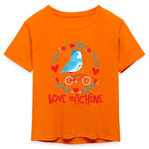 Cute Love Machine Bird - Kid's 50/50 Neon T-Shirt