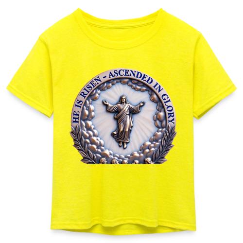 He Is Risen Ascended In Glory T Shirt, Gift - Kid's 50/50 Neon T-Shirt