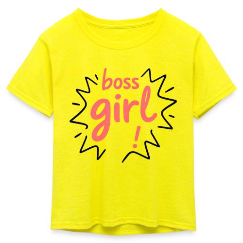 Boss Girl Bold Feminist Statement - Kid's 50/50 Neon T-Shirt