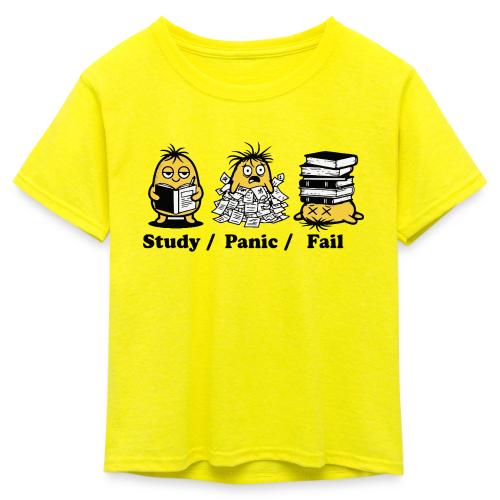 Funny Student Study Panic Fail Back To School - Kid's 50/50 Neon T-Shirt