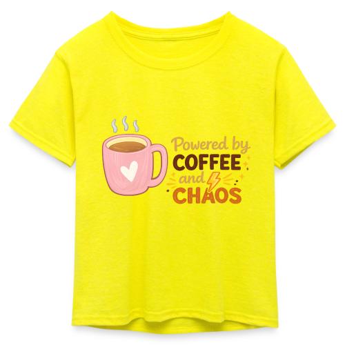 Powered by Coffee and Chaos - Kid's 50/50 Neon T-Shirt