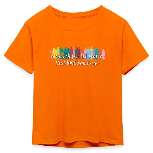a church for all people - with colorful graphic - Kid's 50/50 Neon T-Shirt