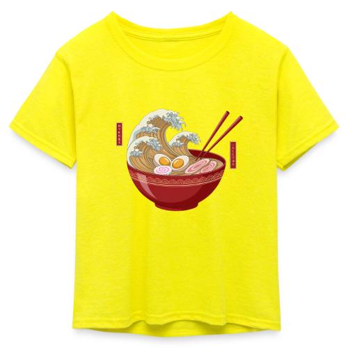 The Great Wave of Ramen - Kid's 50/50 Neon T-Shirt
