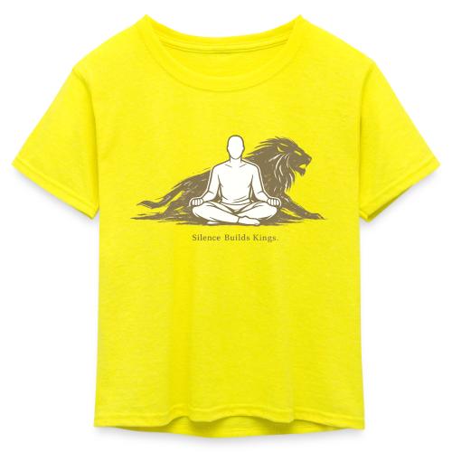Silence Builds Kings Meditation Lion - Kid's 50/50 Neon T-Shirt