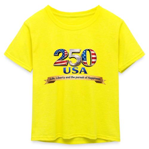 250 USA Liberty Banner - Kid's 50/50 Neon T-Shirt