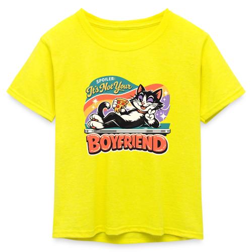Sassy Cat Pride Pizza Retro Comic - Kid's 50/50 Neon T-Shirt