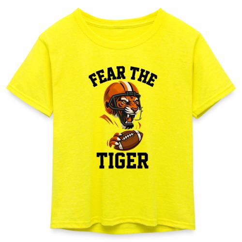Fear The Tiger Football Helmet T-Shirt - Kid's 50/50 Neon T-Shirt