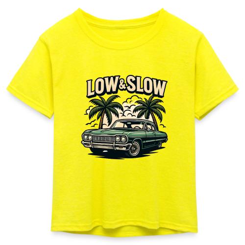 Classic Lowrider Car | Low & Slow Retro T-Shirt - Kid's 50/50 Neon T-Shirt