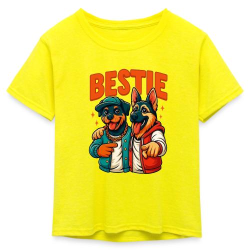 Hip Hop Dog Besties Shirt for Friends & Pet Lovers - Kid's 50/50 Neon T-Shirt
