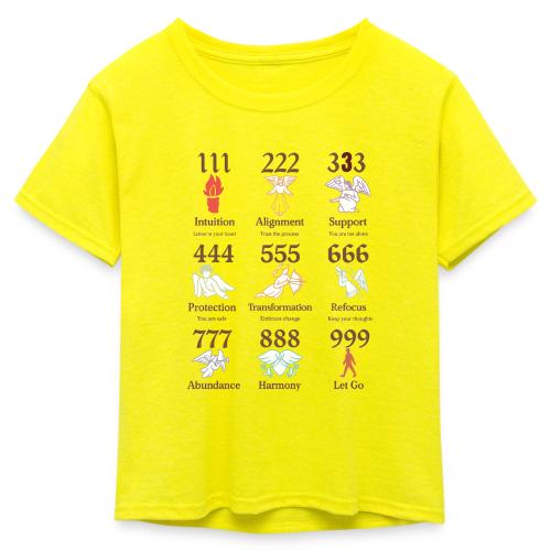 Mystic Angel Numbers Spiritual Symbols on Gildan - Kid's 50/50 Neon T-Shirt
