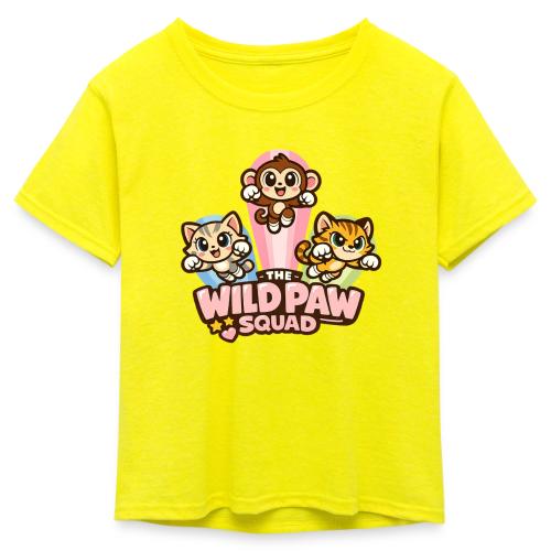 Wild Paw Squad Cute Animal Friends - Kid's 50/50 Neon T-Shirt