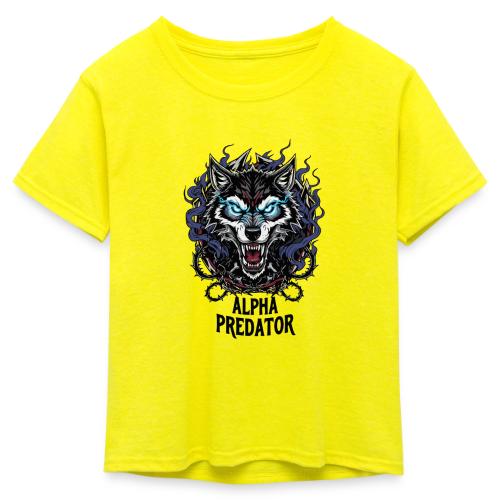 Alpha Predator Wolf Fierce Neon Eyes - Kid's 50/50 Neon T-Shirt