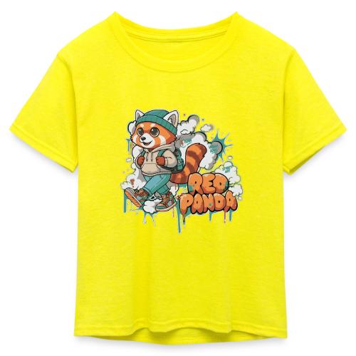 Red Panda Street Graffiti Vibes - Kid's 50/50 Neon T-Shirt