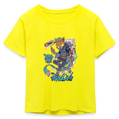 Kitsune Street Rebel - Kid's 50/50 Neon T-Shirt