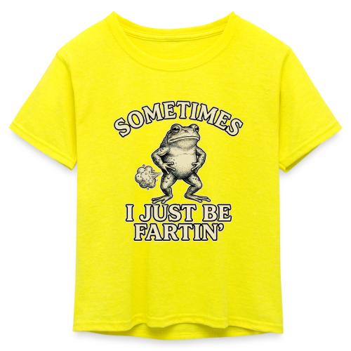 Sometimes I Just Be Fartin Funny Frog Shirt - Kid's 50/50 Neon T-Shirt