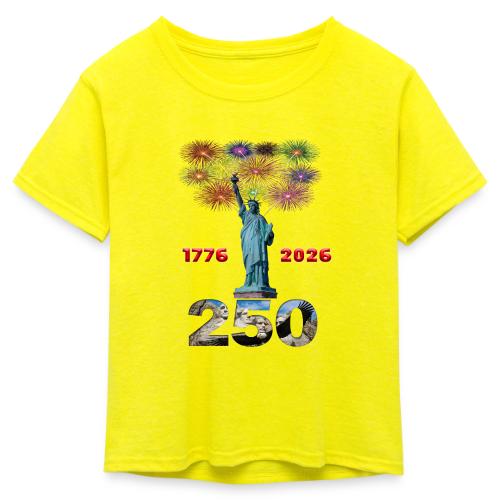 1776 - 2026 | 250 Years USA | Fireworks - Kid's 50/50 Neon T-Shirt
