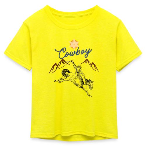 Wild West Cowboy Ride - Kid's 50/50 Neon T-Shirt