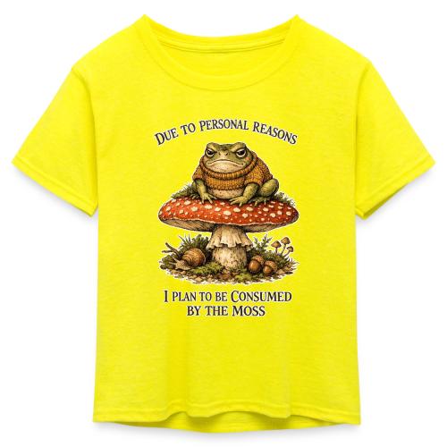 Frog Consumed by Moss Cottagecore Aesthetic - Kid's 50/50 Neon T-Shirt